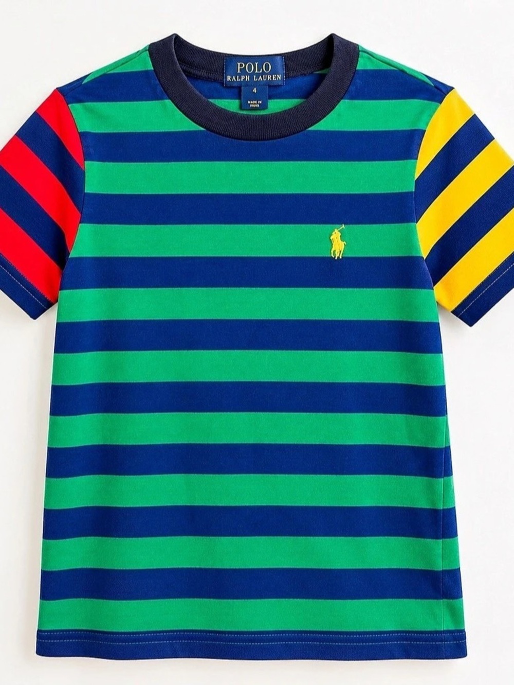 Polo Ralph Lauren Striped Cotton Jersey Tee in Green & Blue (4T)